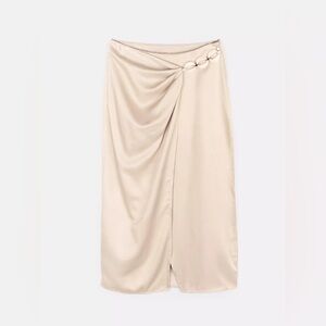 ZARA satin midi wrap skirt chain link detail